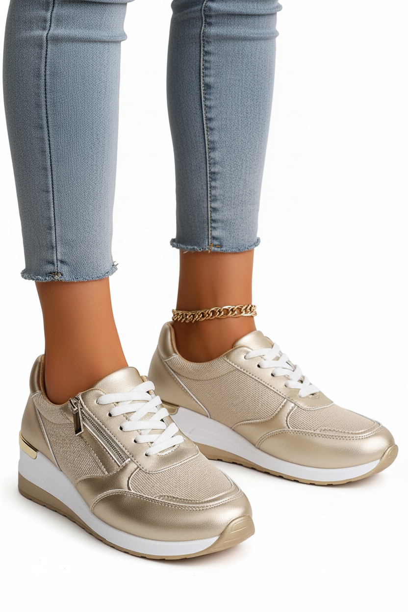 Women’s Wedge Sneakers | Trainers with Hidden Heel & Side Zip