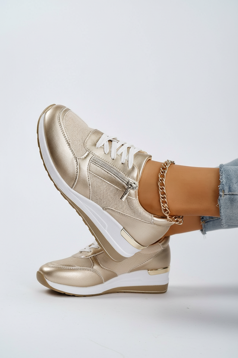 Women’s Wedge Sneakers | Trainers with Hidden Heel & Side Zip