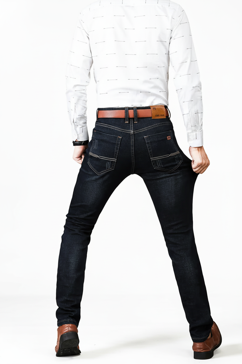 Mens slim fit jeans stretch denim trousers