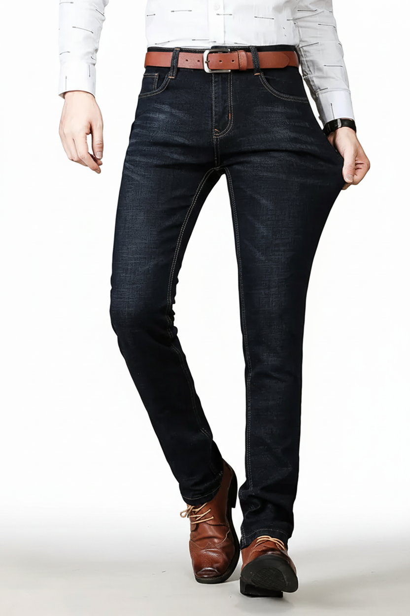 Mens slim fit jeans stretch denim trousers