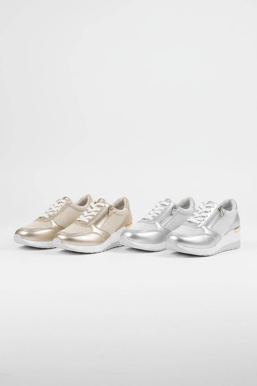 Women’s Wedge Sneakers | Trainers with Hidden Heel & Side Zip