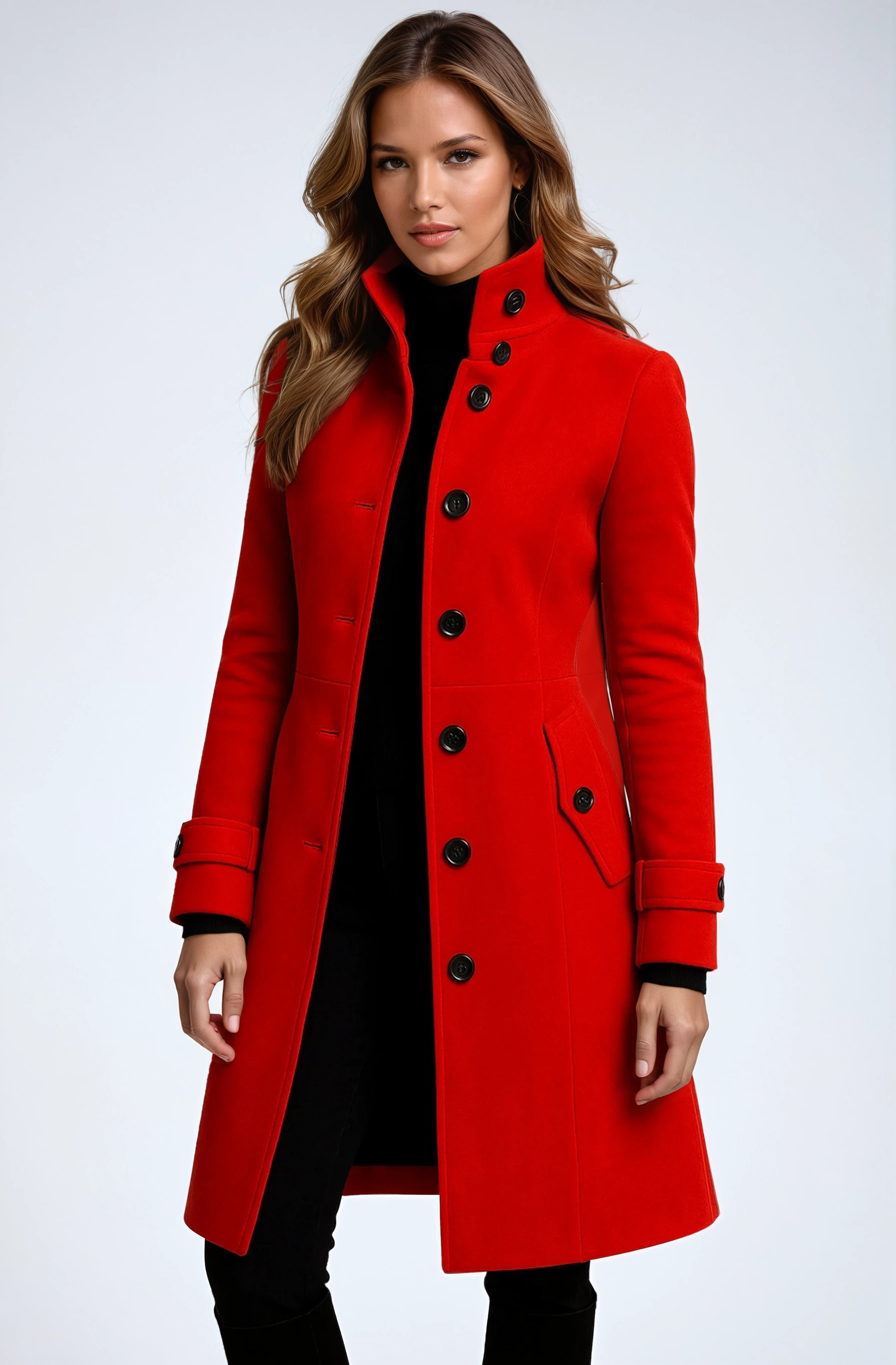 Women’s Long Trench Coat | Elegant Double-Breasted Winter Jacket