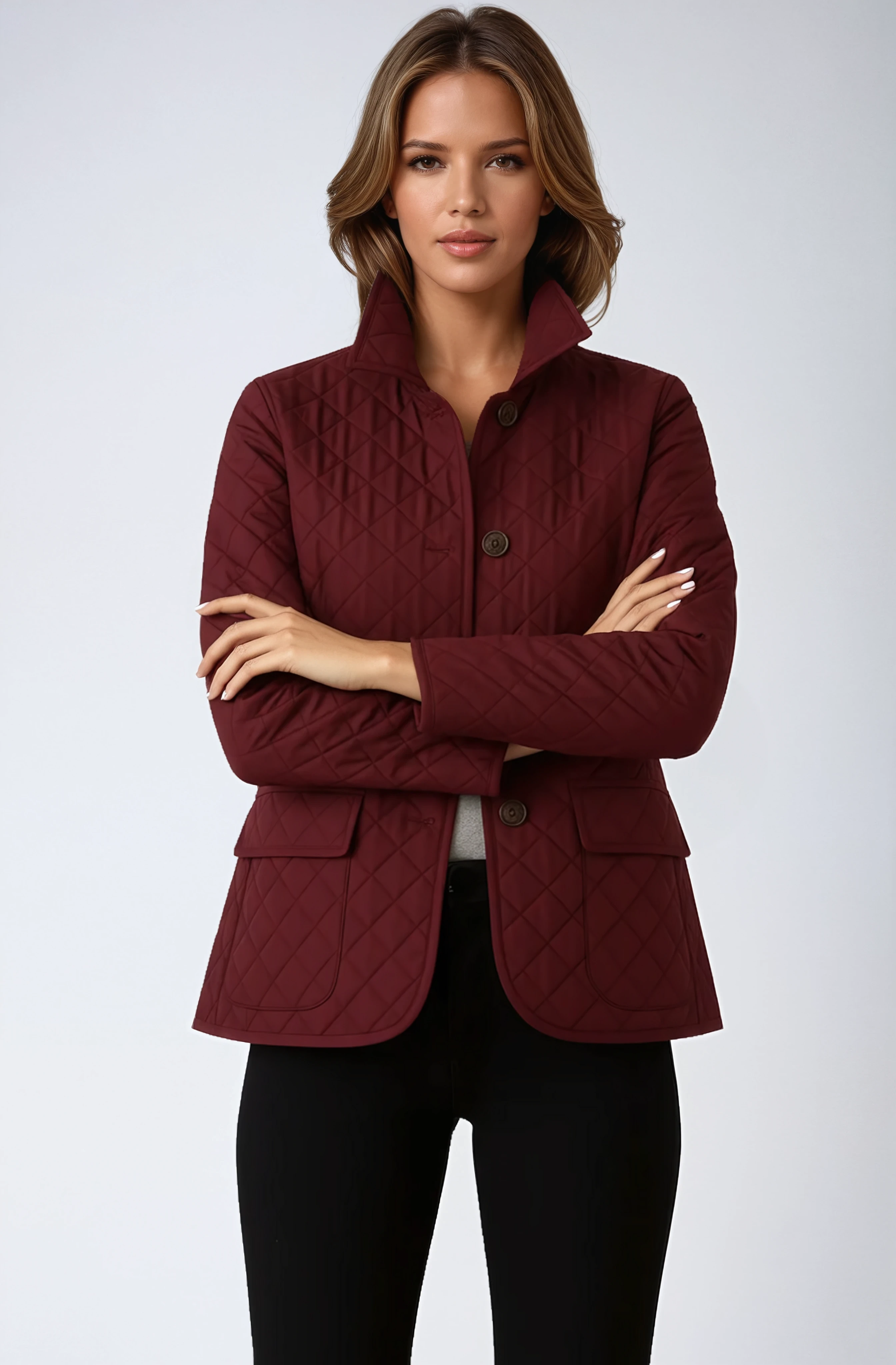 Womens Quilted Jacket | Lightweight Diamond Stitch Coat