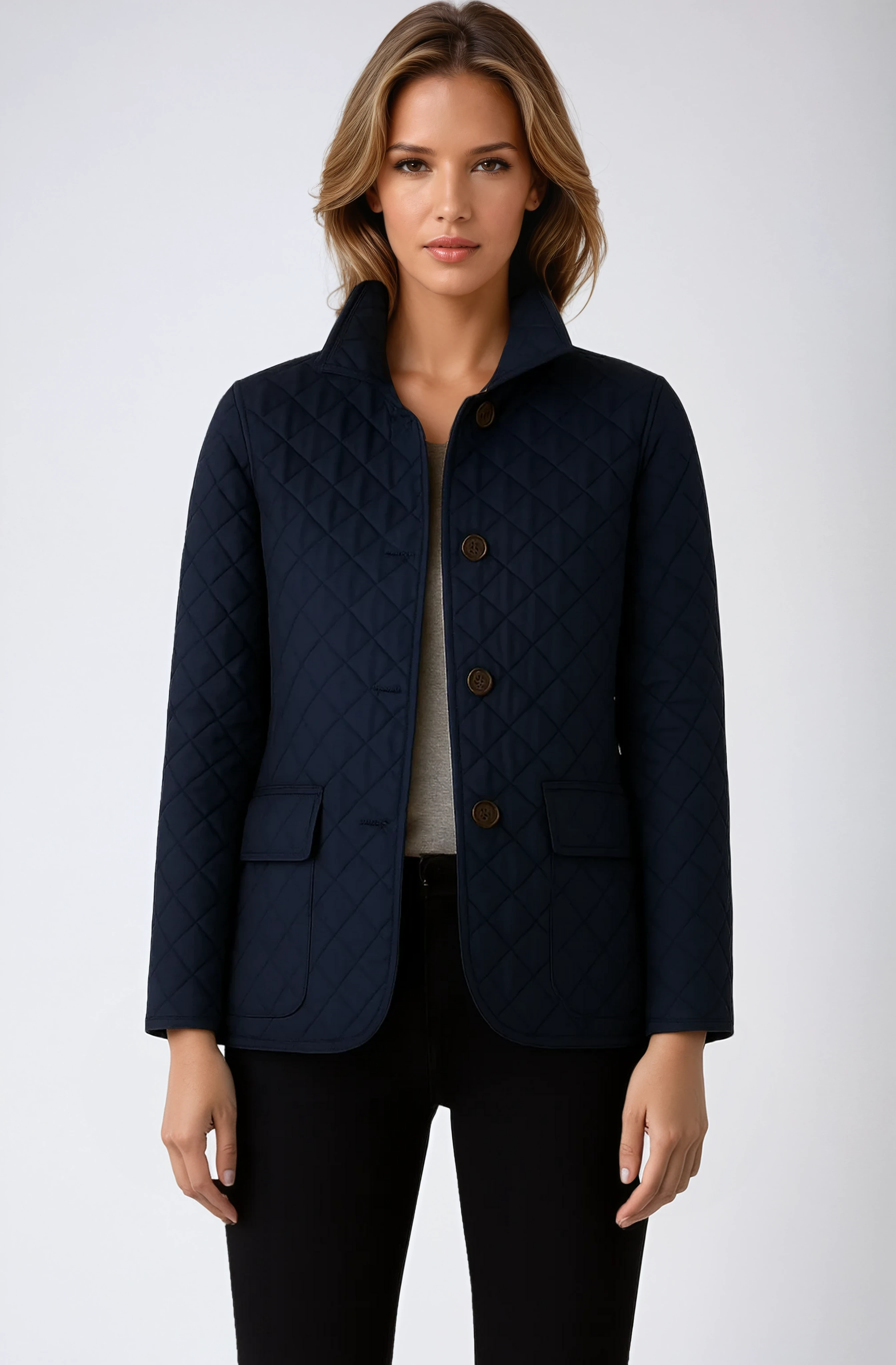 Womens Quilted Jacket | Lightweight Diamond Stitch Coat