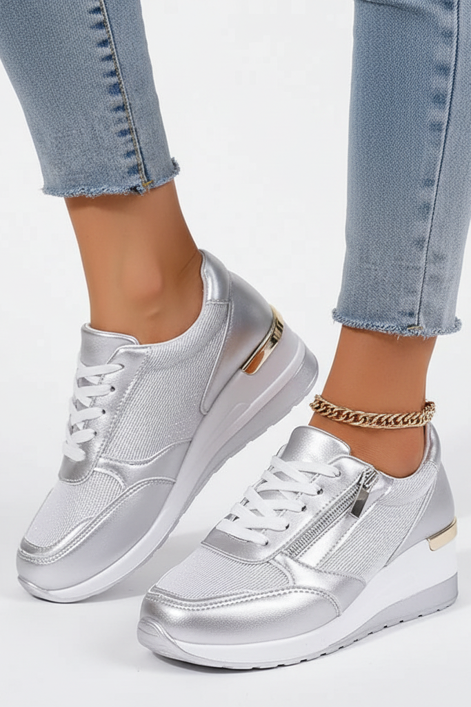 Women’s Wedge Sneakers | Trainers with Hidden Heel & Side Zip