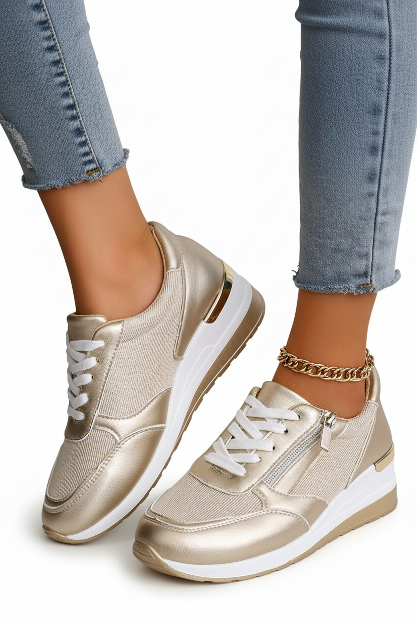 Women’s Wedge Sneakers | Trainers with Hidden Heel & Side Zip