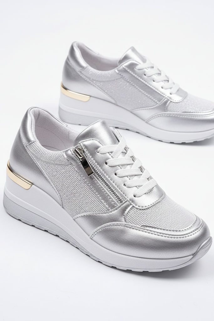 Women’s Wedge Sneakers | Trainers with Hidden Heel & Side Zip