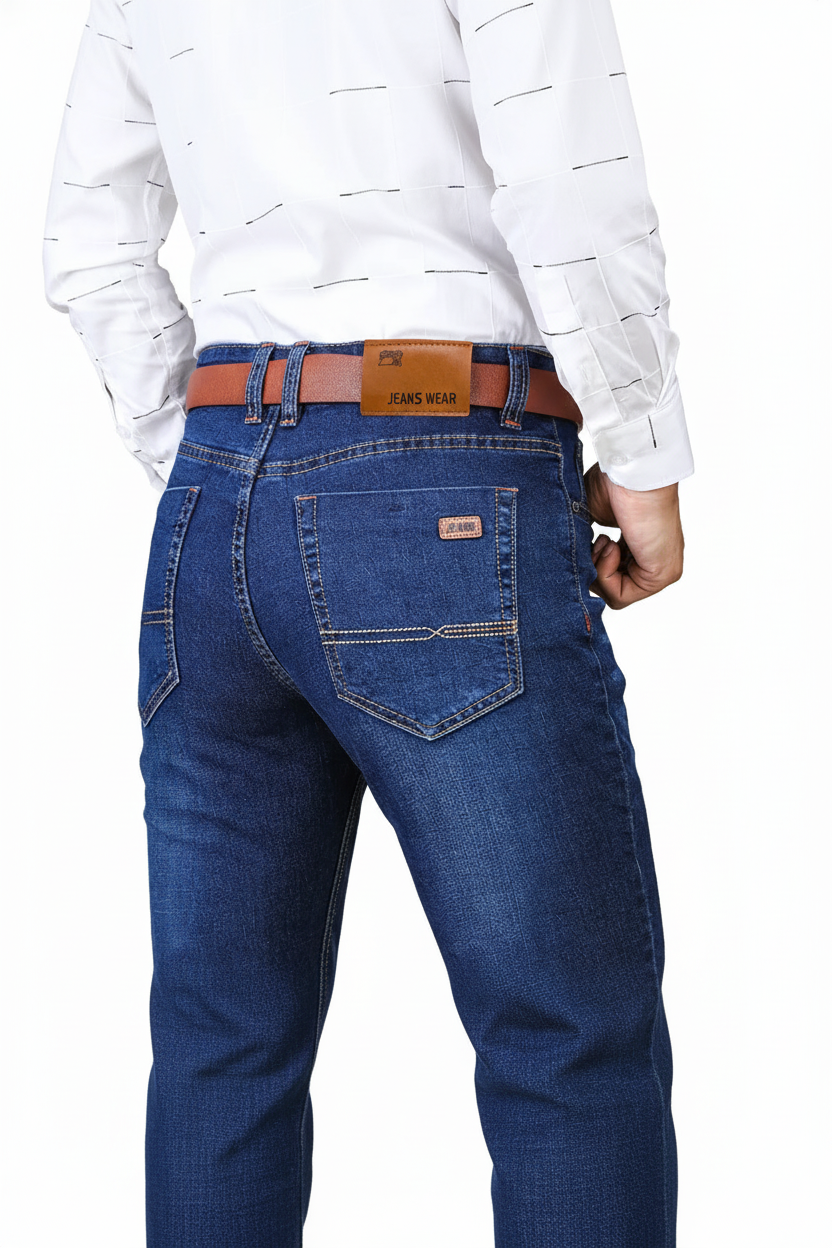 Mens slim fit jeans stretch denim trousers