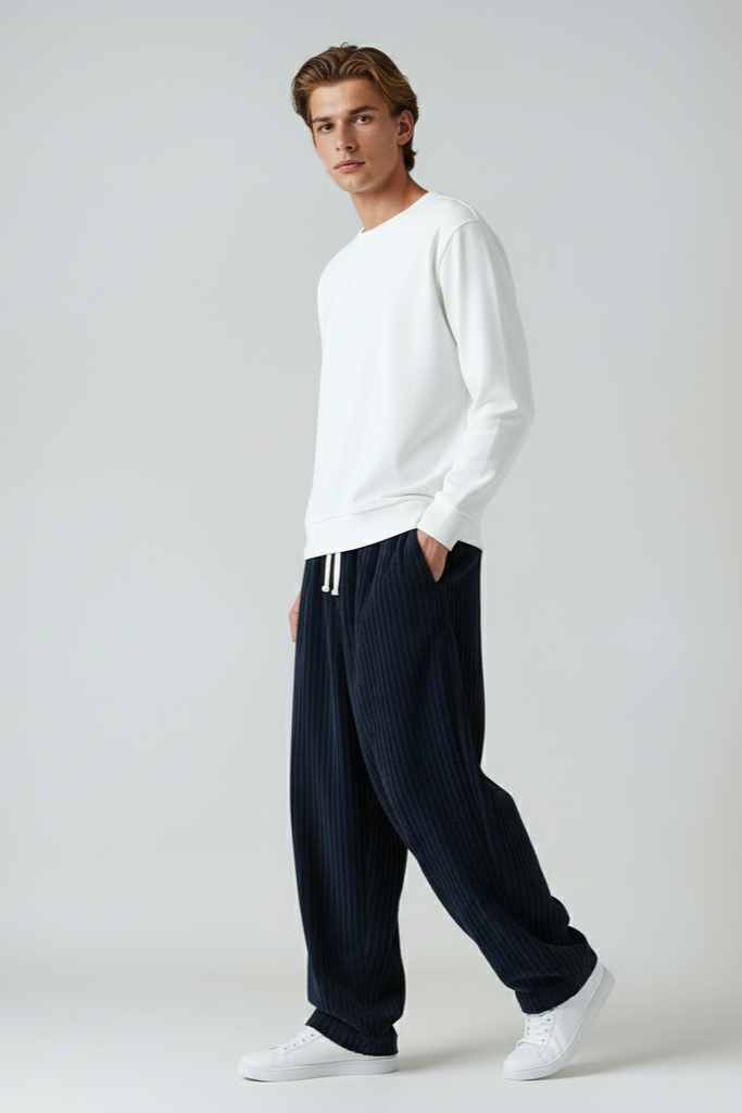 Mens oversized trousers with relaxed fit sweatshirt