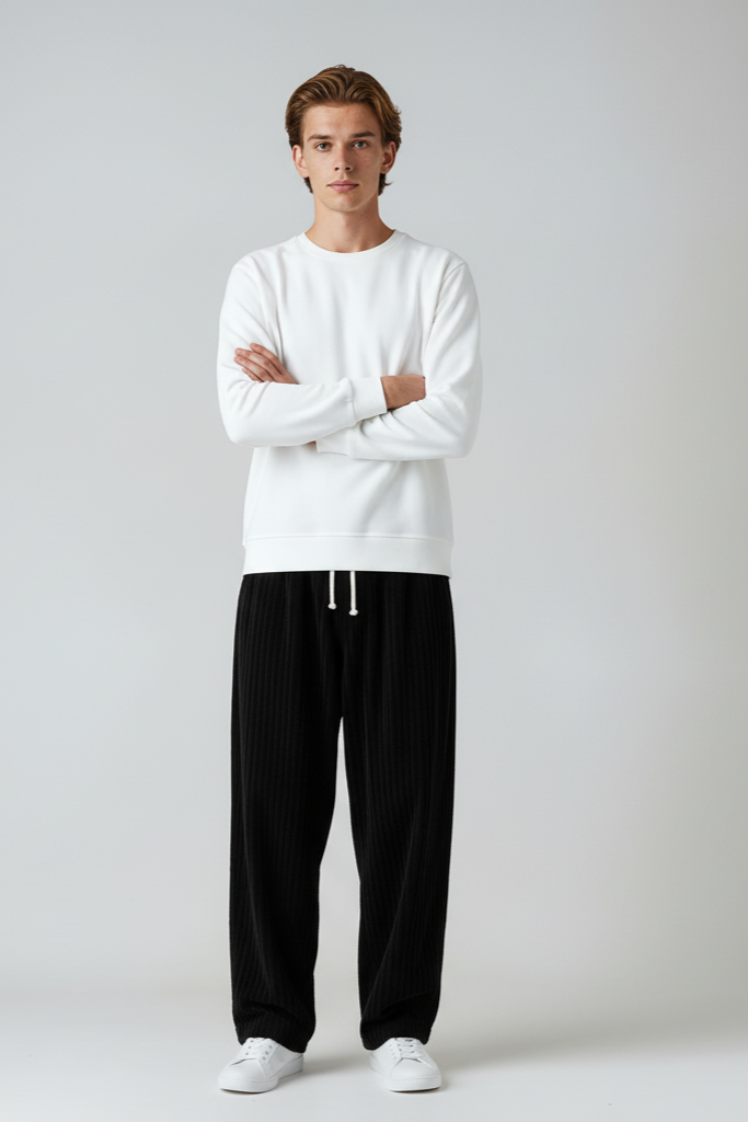 Mens oversized trousers with relaxed fit sweatshirt