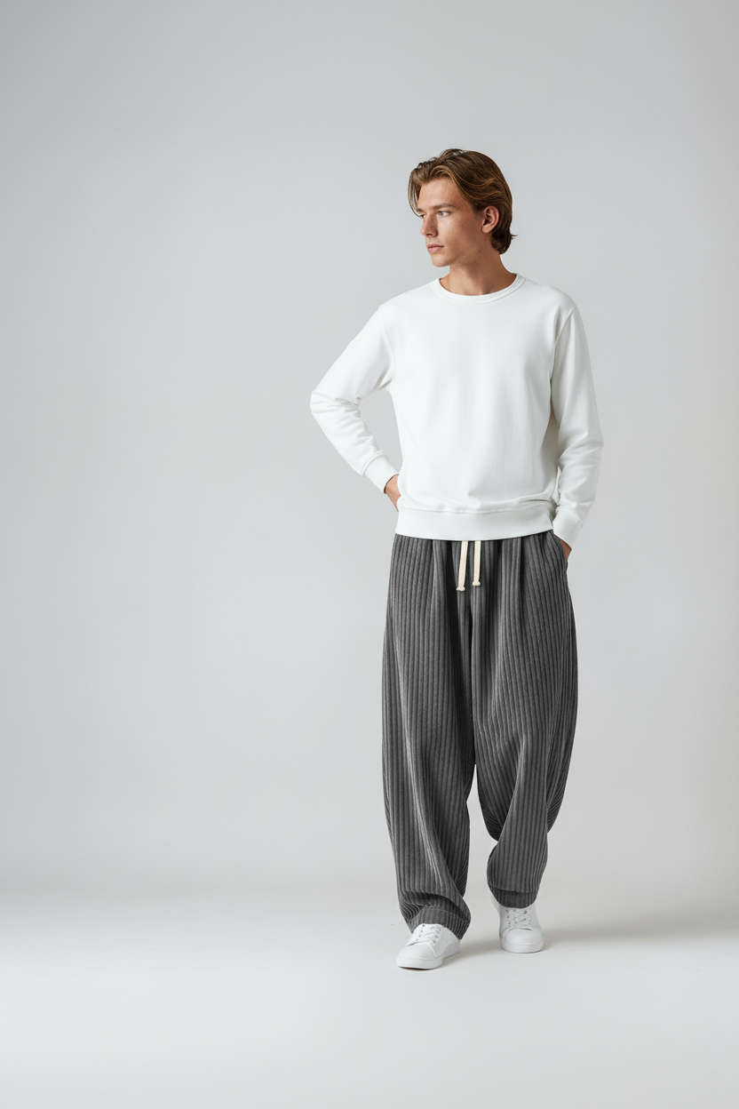 Mens oversized trousers with relaxed fit sweatshirt
